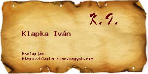 Klapka Iván névjegykártya